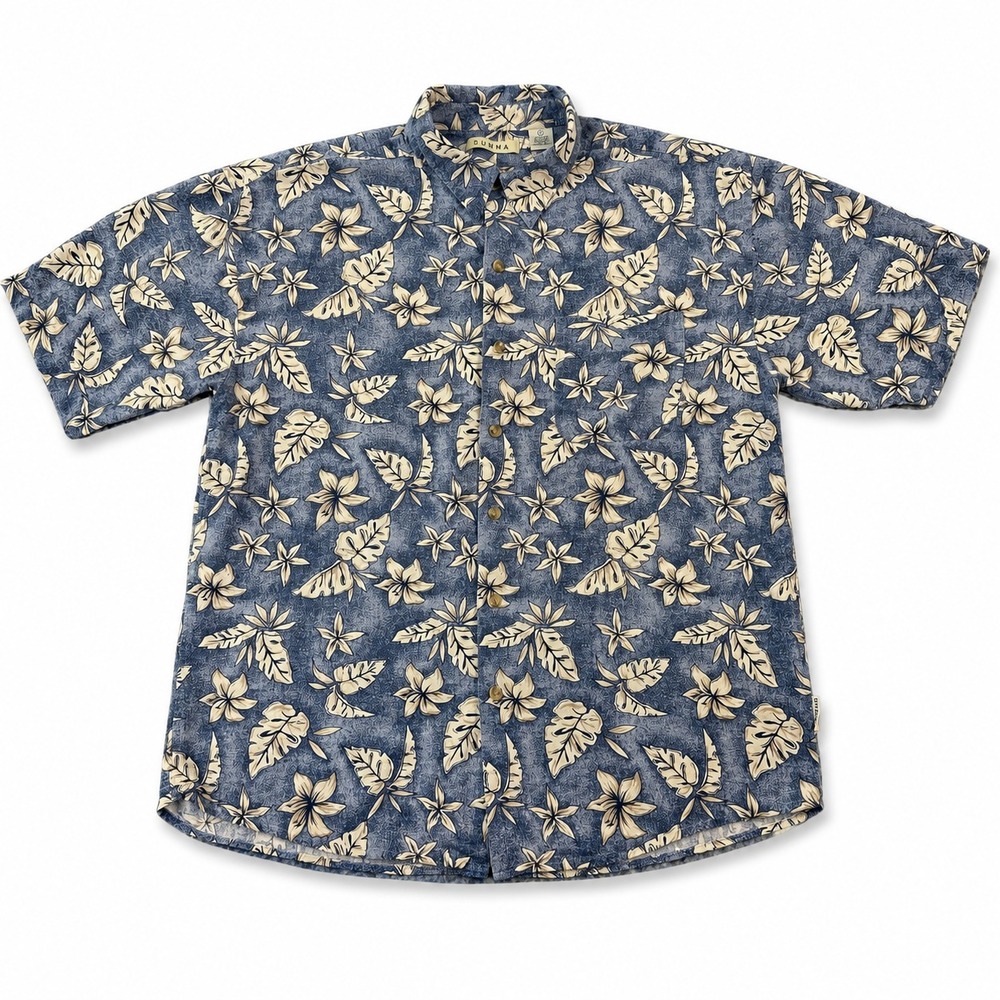 Summa Hawaiian Camp Shirt Mens XL 100% Silk Blue Tropical Floral Aloha Button Up